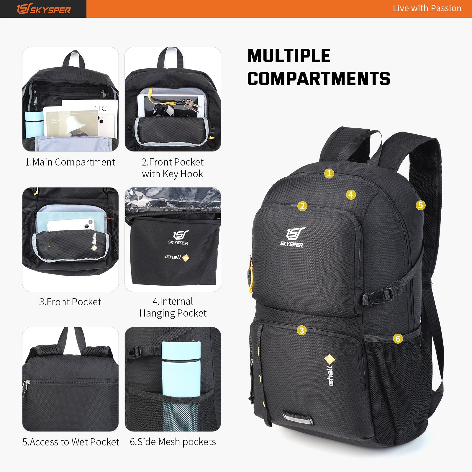 skysper wanderrucksack 30l Reiserucksack ultraleicht faltbar großes 30 Liter Volumen – SKYSPER.DE