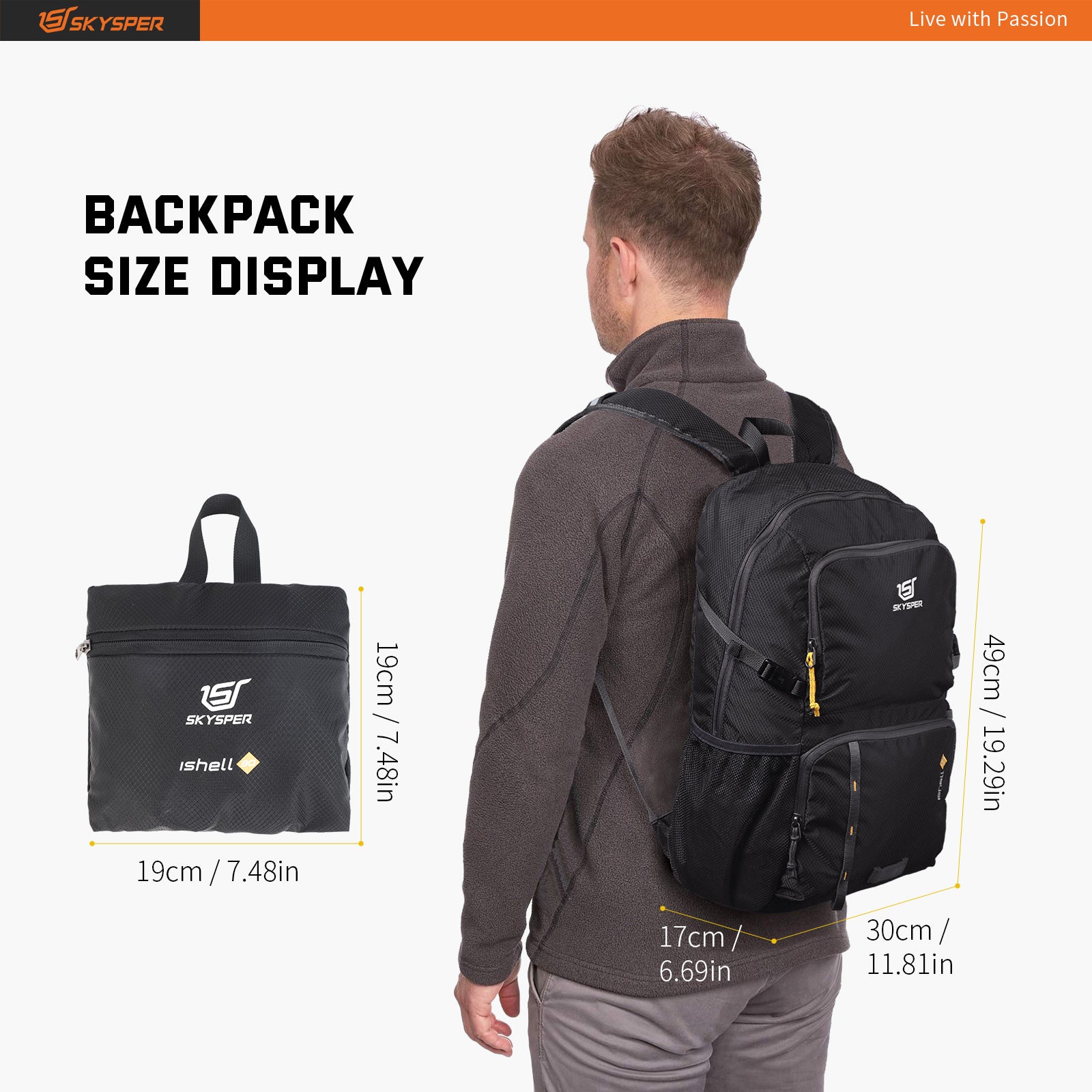 skysper 30l wanderrucksack Reiserucksack ultraleicht faltbar großes 30 Liter Volumen – SKYSPER.DE